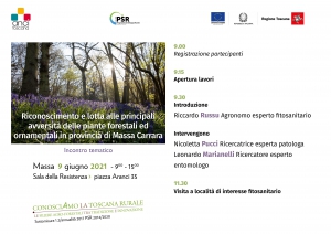 Incontro tematico "Riconoscimento e lotta alle principali avversit&agrave; delle piante forestali ed ornamentali in provincia di Massa Carrara"