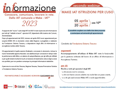 Percorso InFormazione 2023 - conoscere, comunicare, lavorare in rete. Dallo IAT comunale a Make-IAT | 5 e 20 aprile