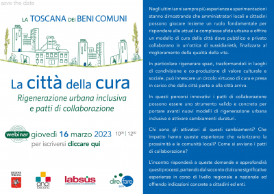 La citt&agrave; della cura - Rigenerazione urbana inclusiva e patti di collaborazione