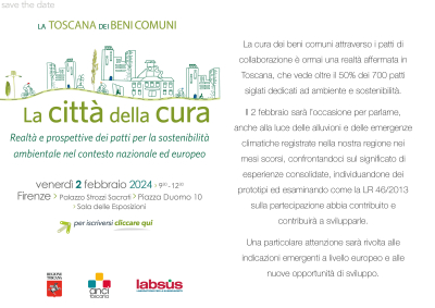 La citt&agrave; della cura -  Realt&agrave; e prospettive dei patti per la sostenibilit&agrave; ambientale nel contesto nazionale ed europeo