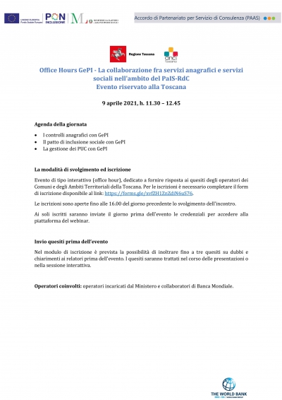 La collaborazione fra servizi anagrafici e servizi sociali nell'ambito del Reddito di Cittadinanza