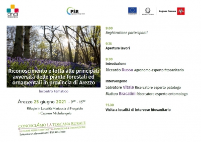 Incontro tematico "Riconoscimento e lotta alle principali avversit&agrave; delle piante forestali ed ornamentali in provincia di Arezzo"